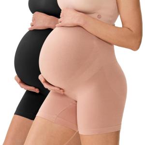image:imageMomcozy Maternity Shapewear for Under Dresses AntiChafing MidThigh Pregnancy Underwear Cotton GussetBlack oyster Pink2pk