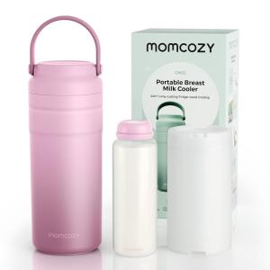 image:imageMomcozy Portable Breast Milk Cooler for Travel 24H IceFree Cooling Breastmilk Storage Bottles Container 12oz Leak Proof Outdoor Small Freezer Baby Breastfeeding Essential for New Moms Pink