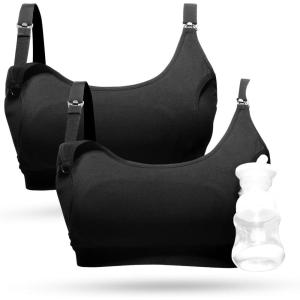 image:imageMomcozy Pumping Bra Hands Free Pumping and Nursing Bra in One Holding Breast Pump for Spectra Lansinoh Medela Blackgrey2pk SmallBlack2pk