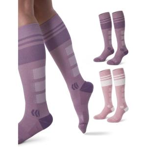 image:imageMomcozy Compression Socks for Women 2030mmHg Athletic Support Socks for Running Travel Flying Yoga amp Workouts 2 PairsPurplePurple