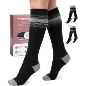 image:imageMomcozy Medical Grade Compression Socks 2030 mmHg FDA Registered Graduated Support Socks for Circulation amp Recovery 2 PairsBlackBlack