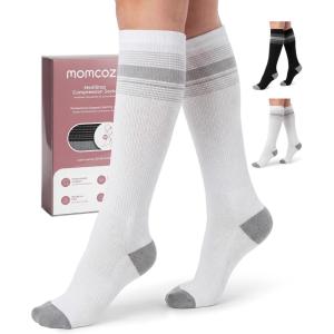 image:imageMomcozy Medical Grade Compression Socks 2030 mmHg FDA Registered Graduated Support Socks for Circulation amp Recovery 2 PairsBlackWhite