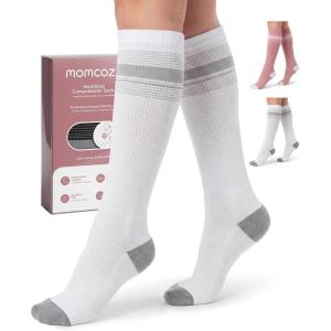 image:imageMomcozy Medical Grade Compression Socks 2030 mmHg FDA Registered Graduated Support Socks for Circulation amp Recovery 2 PairsWhitePink