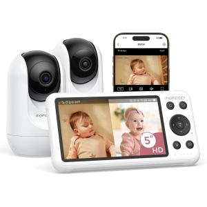 image:imageMomcozy BM04 Smart WiFi Baby Monitor with 2 Cameras 5 1080P Split Screen Video Baby Monitor with Camera and Audio Motion Detection Electric Fence Clear Night Vision 2Way Audio 5000mAh BatteryBM04 with 2 Cameras