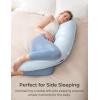 image:imageMomcozy JShaped Pregnancy Pillow for Sleeping with Cooling Cover Side Sleeper Support for Belly Hip amp Leg Deep GreyBlue