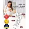 image:imageMomcozy JShaped Pregnancy Pillow for Sleeping with Cooling Cover Side Sleeper Support for Belly Hip amp Leg Deep GreyBlue