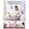 image:imageMomcozy JShaped Pregnancy Pillow for Sleeping with Cooling Cover Side Sleeper Support for Belly Hip amp Leg Deep GreyCooling Fabric  Deep Grey
