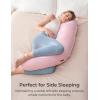 image:imageMomcozy JShaped Pregnancy Pillow for Sleeping with Cooling Cover Side Sleeper Support for Belly Hip amp Leg Deep GreyPink