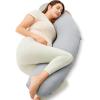 image:imageMomcozy JShaped Pregnancy Pillow for Sleeping with Cooling Cover Side Sleeper Support for Belly Hip amp Leg Deep GreyCooling Fabric  Deep Grey