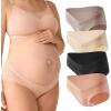 image:imageMomcozy Maternity Underwear Seamless Pregnancy Postpartum Panties Under Bump Maternity UnderwearBlack almond oyster Pink brown4pk