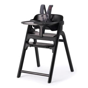 image:imageMomcozy High Chair 5in1 Convertible Wooden High Chair with FoodGrade Tray Baby Set with Removable Harness and Toddler Tower Highchair for 6 Months to 308 lb Adjustable amp Ergonomic WalnutMidnight Black