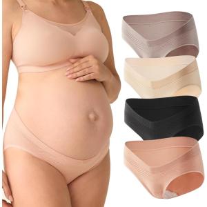 image:imageMomcozy Maternity Underwear Seamless Pregnancy Postpartum Panties Under Bump Maternity UnderwearBlack almond oyster Pink brown4pk