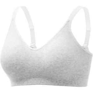 image:imageMomcozy Seamless US Cotton Wireless Bras for Women Comfortable Full Coverage Bra with Fixed Pads for Everyday Wear Light Gray