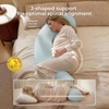 image:imageMomcozy Pregnancy Pillows for Side Sleeping J Shaped Maternity Body Pillow for Pregnancy Soft Pregnancy Pillow with Cotton Cover for Head Neck Belly Support GrayUpgradeblue