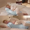 image:imageMomcozy Pregnancy Pillows for Side Sleeping J Shaped Maternity Body Pillow for Pregnancy Soft Pregnancy Pillow with Cotton Cover for Head Neck Belly Support GrayUpgradeblue