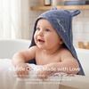 image:imageMomcozy Baby Towels 6Layer 100 Cotton Muslin Hooded Baby Towel Set for Newborn Infant amp Toddler Soft Absorbent Baby Bath Essentials Large 32 x 32 InchBlue  Green