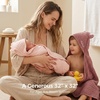 image:imageMomcozy Baby Towels 6Layer 100 Cotton Muslin Hooded Baby Towel Set for Newborn Infant amp Toddler Soft Absorbent Baby Bath Essentials Large 32 x 32 InchPink