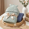 image:imageMomcozy Baby Towels 6Layer 100 Cotton Muslin Hooded Baby Towel Set for Newborn Infant amp Toddler Soft Absorbent Baby Bath Essentials Large 32 x 32 InchBlue  Green