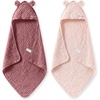 image:imageMomcozy Baby Towels 6Layer 100 Cotton Muslin Hooded Baby Towel Set for Newborn Infant amp Toddler Soft Absorbent Baby Bath Essentials Large 32 x 32 InchPink
