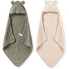 image:imageMomcozy Baby Towels 6Layer 100 Cotton Muslin Hooded Baby Towel Set for Newborn Infant amp Toddler Soft Absorbent Baby Bath Essentials Large 32 x 32 InchKhaki  Green