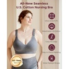 image:imageMomcozy Busty Nursing Bras USCotton Wirefree Fixed Padded Maternity Bra Full Coverage Adjustable FitGrey