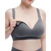 image:imageMomcozy Busty Nursing Bras USCotton Wirefree Fixed Padded Maternity Bra Full Coverage Adjustable FitGrey