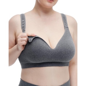 image:imageMomcozy Busty Nursing Bras USCotton Wirefree Fixed Padded Maternity Bra Full Coverage Adjustable FitGrey